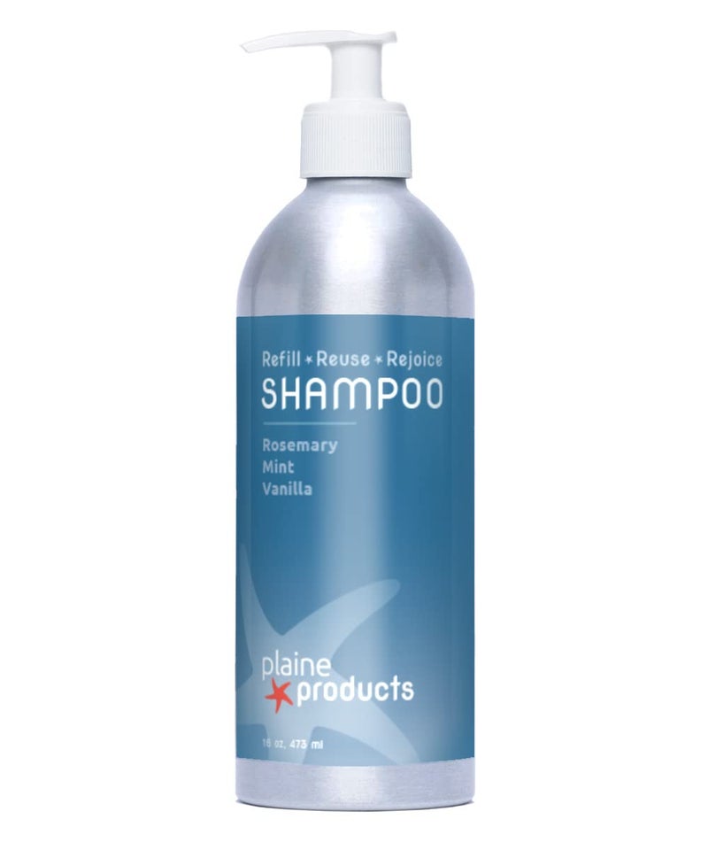 Plaine Products Eco-Friendly Shampoo - Rosemary, Mint, Vanilla - Sulfate Free, 16oz (Refillable Bottle with pump) - Image 1