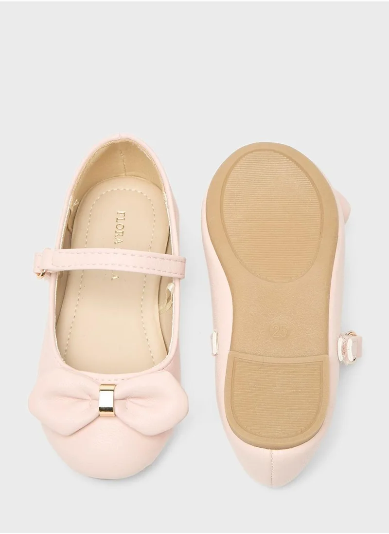 شو اكسبرس Kids Velcro Bow Detail Ballerinas