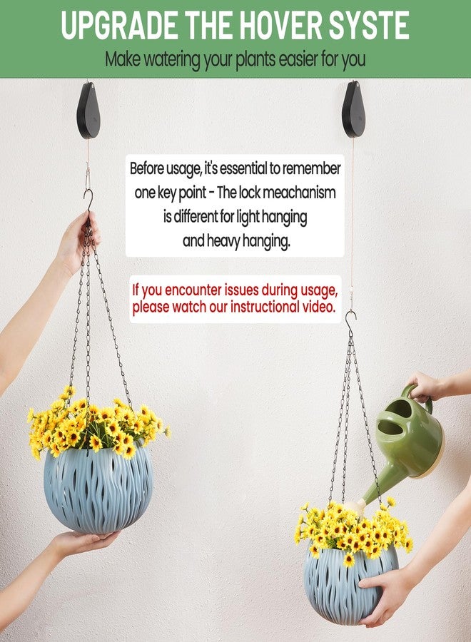 Kitwinney Retractable Plant Hanger - Upgrade Plant Pulleys for Hanging Plants, Easy to Raise and Lower, Suitable for Garden Flower Pots, Hanging Planter, Bird Feeder（Black, 4 PCS） - Image 2