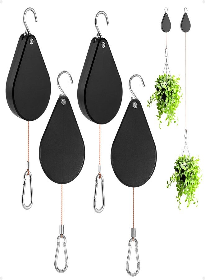 Kitwinney Retractable Plant Hanger - Upgrade Plant Pulleys for Hanging Plants, Easy to Raise and Lower, Suitable for Garden Flower Pots, Hanging Planter, Bird Feeder（Black, 4 PCS） - Image 1