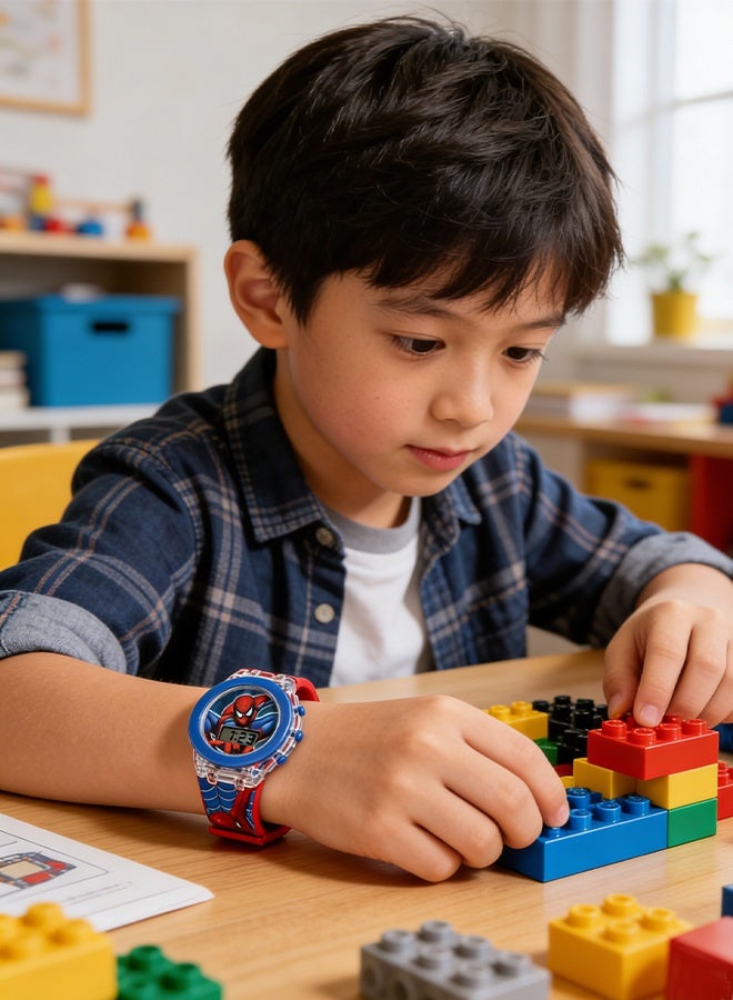 SPIDERMAN Children's Cartoon Light-Emitting Watch Marvel Spider-Man Boys And Girls With LCD Display Flashing Light Electronic Toy Watch - Image 4