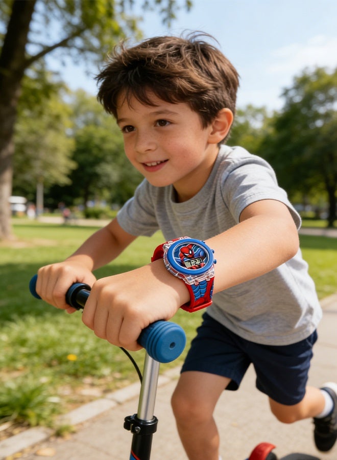 SPIDERMAN Children's Cartoon Light-Emitting Watch Marvel Spider-Man Boys And Girls With LCD Display Flashing Light Electronic Toy Watch - Image 5