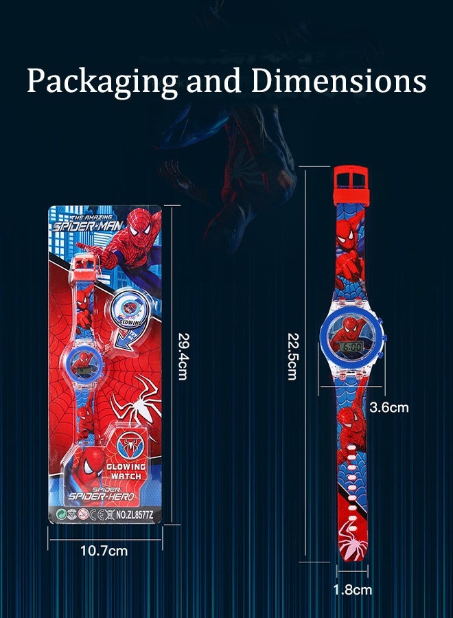 SPIDERMAN Children's Cartoon Light-Emitting Watch Marvel Spider-Man Boys And Girls With LCD Display Flashing Light Electronic Toy Watch - Image 2