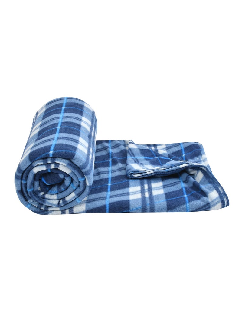 MORADO Single Bed Warm Woolen Fabric Checkered Quilt Cover/Duvet Cover/Rajai Cover/Blanket Cover for Winters (70x90 Inches, Blue) - Image 5