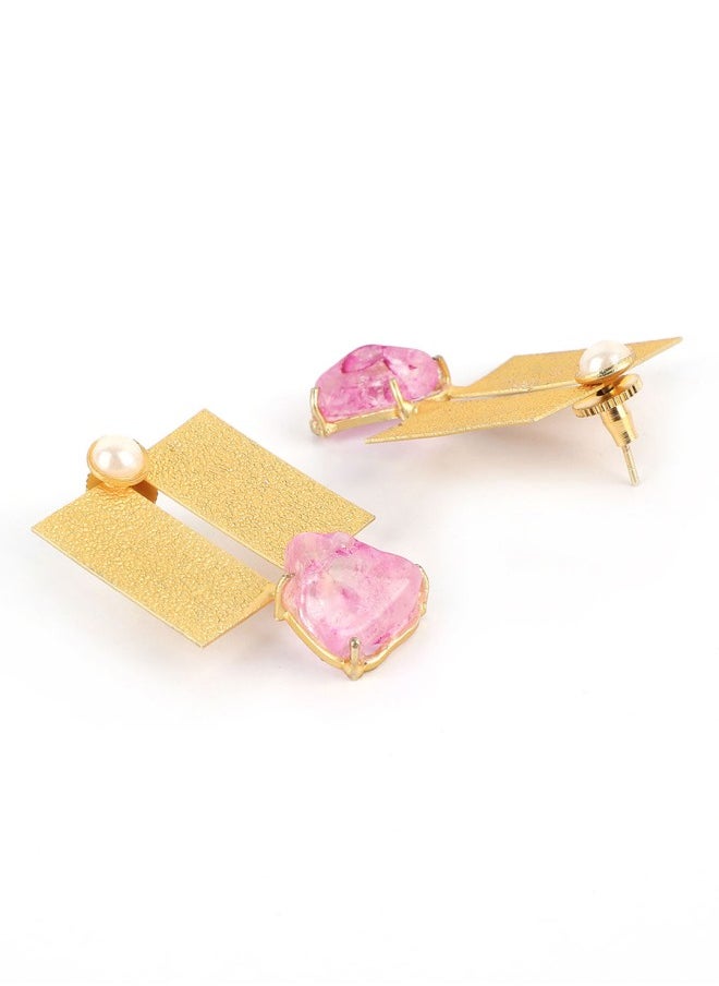 ISHIN Gold-Plated Contemporary Drop Earrings  - Image 2