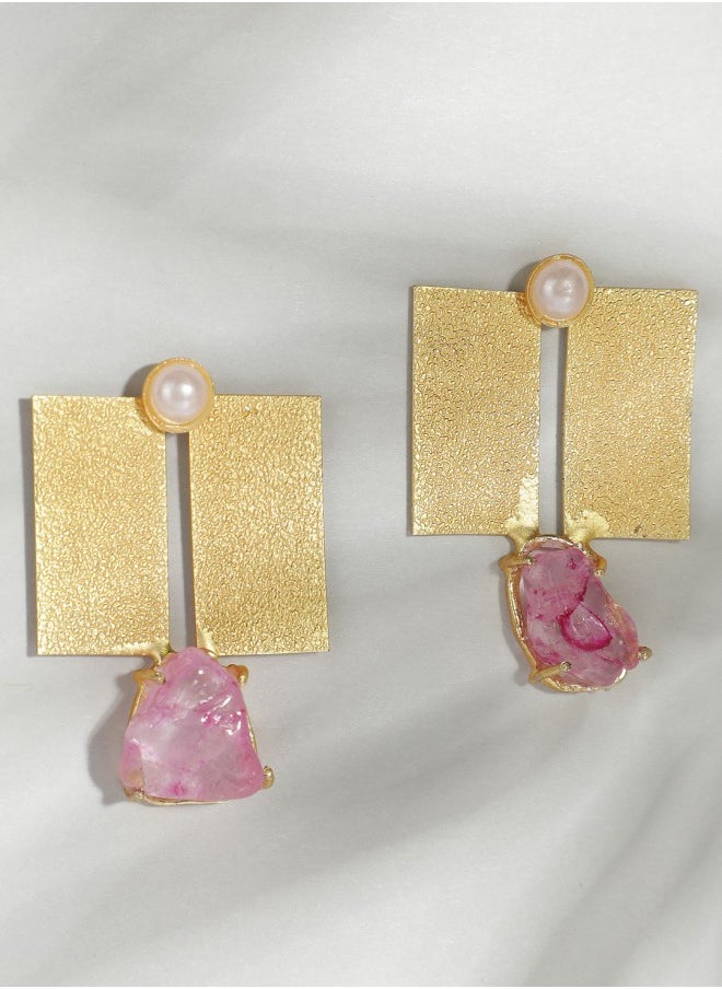 ISHIN Gold-Plated Contemporary Drop Earrings  - Image 4