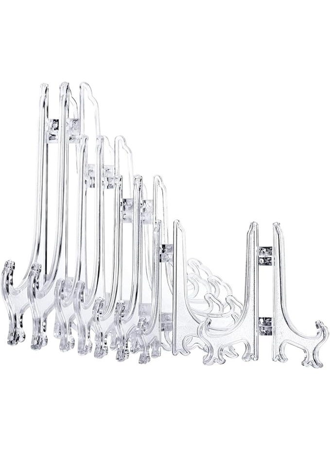Arabest 24Pcs Clear Plate Stand, 4 Size Easel Plate Display Stands Plastic Easels Display Clear Plate Holders for Display Picture Photo Artwork Plate (3 4 5 6 Inches) - Image 1