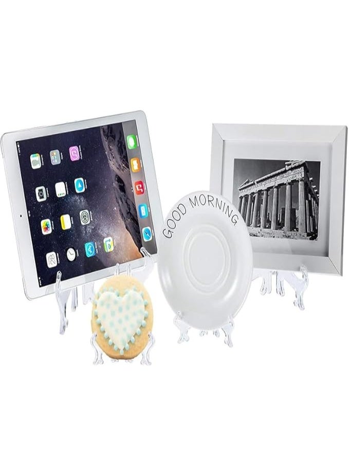 Arabest 24Pcs Clear Plate Stand, 4 Size Easel Plate Display Stands Plastic Easels Display Clear Plate Holders for Display Picture Photo Artwork Plate (3 4 5 6 Inches) - Image 3