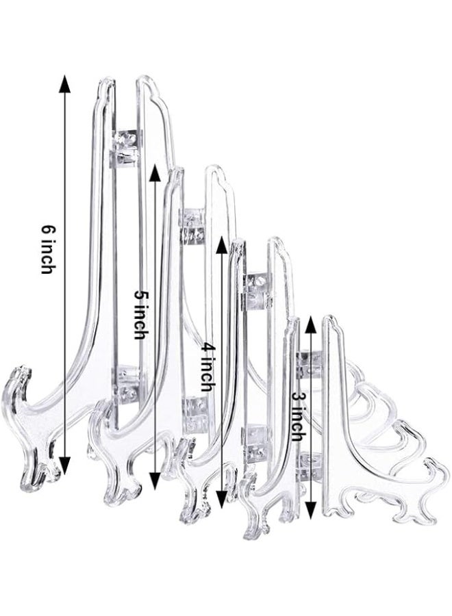 Arabest 24Pcs Clear Plate Stand, 4 Size Easel Plate Display Stands Plastic Easels Display Clear Plate Holders for Display Picture Photo Artwork Plate (3 4 5 6 Inches) - Image 2