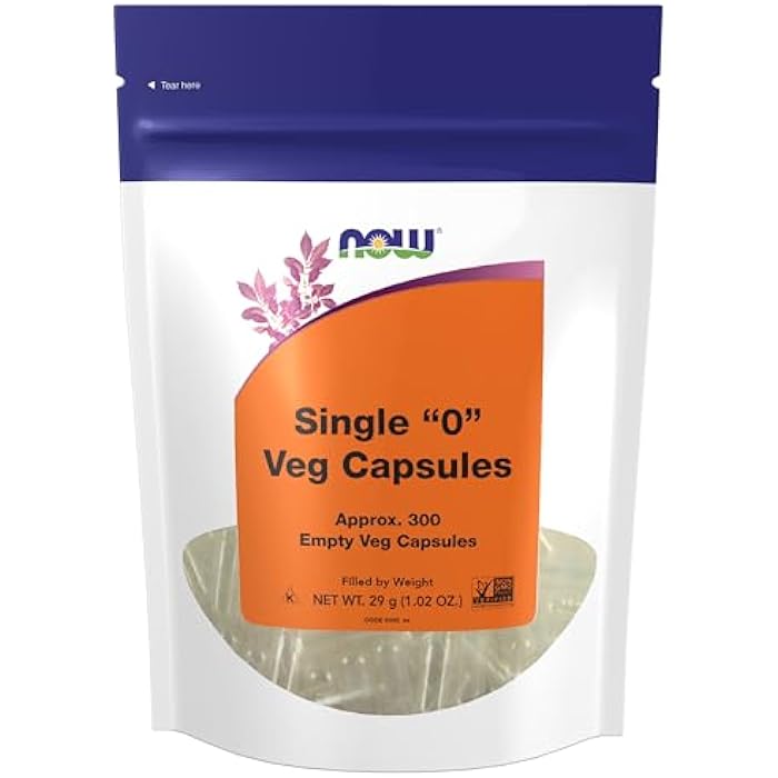 now Supplements, Empty Vegetarian Capsules, Single "0", Filled by Weight, Non-GMO Project Verified, 300 Veg Capsules - Image 1