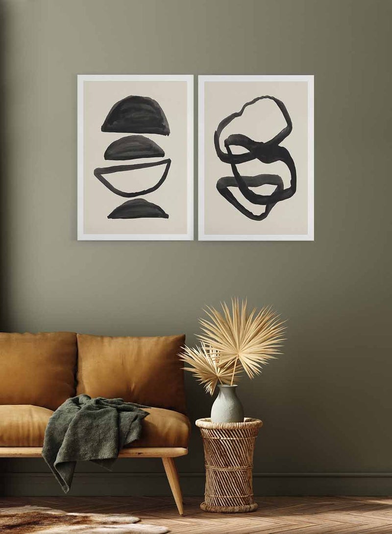 LOWHA Set of 2 Canvas Wall Arts Stretched Over Wooden Frame with Abstract Paintings - Image 2