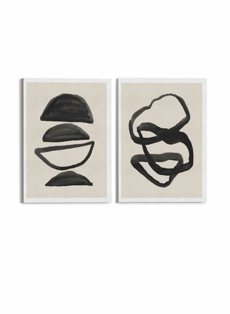 LOWHA Set of 2 Canvas Wall Arts Stretched Over Wooden Frame with Abstract Paintings