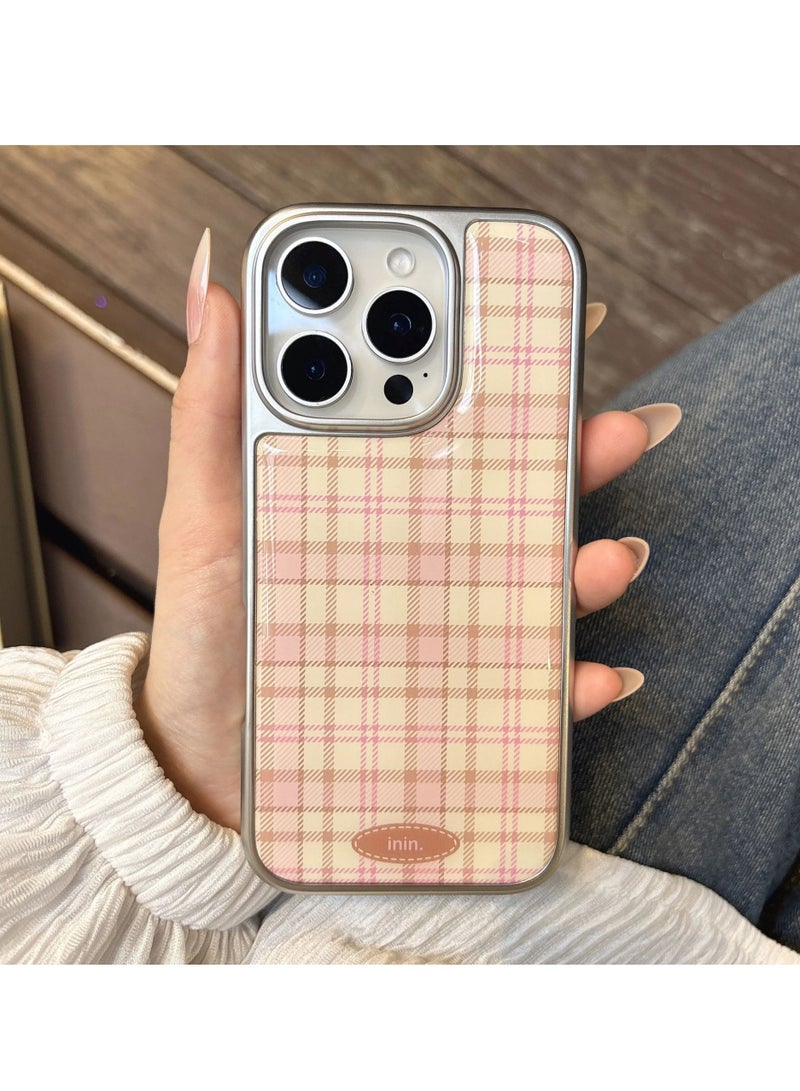 NIBEMINENT Niche Bow Tie Check Protective TPU Case Cover For IPhone 17 Pro, Label Powder Yellow Checkered Pattern