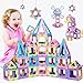 TOKBLOK Magnetic Tiles 80pcs Magnet Building Blocks Set Creative Stacking Toys for Kids 3D DIY Construction Kit Preschool Child Montessori Toys STEM Learning Toys Gifts for Girls Boys 3 4 5 6 7 Years - Image 2
