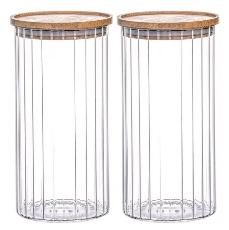 bellemax 1400 ML Round Glass Food Storage Containers with Airtight Bamboo Lid, Thickened Coffee Storage Jars for Home Kitchen, Pantry Tea, Spices, Snack (RL-1400ML, Set of 6) - Image 5