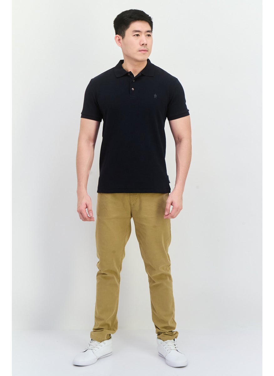 French Connection Men Regular Fit Brand Logo Short Sleeves Polo Shirt, Black  - Image 4