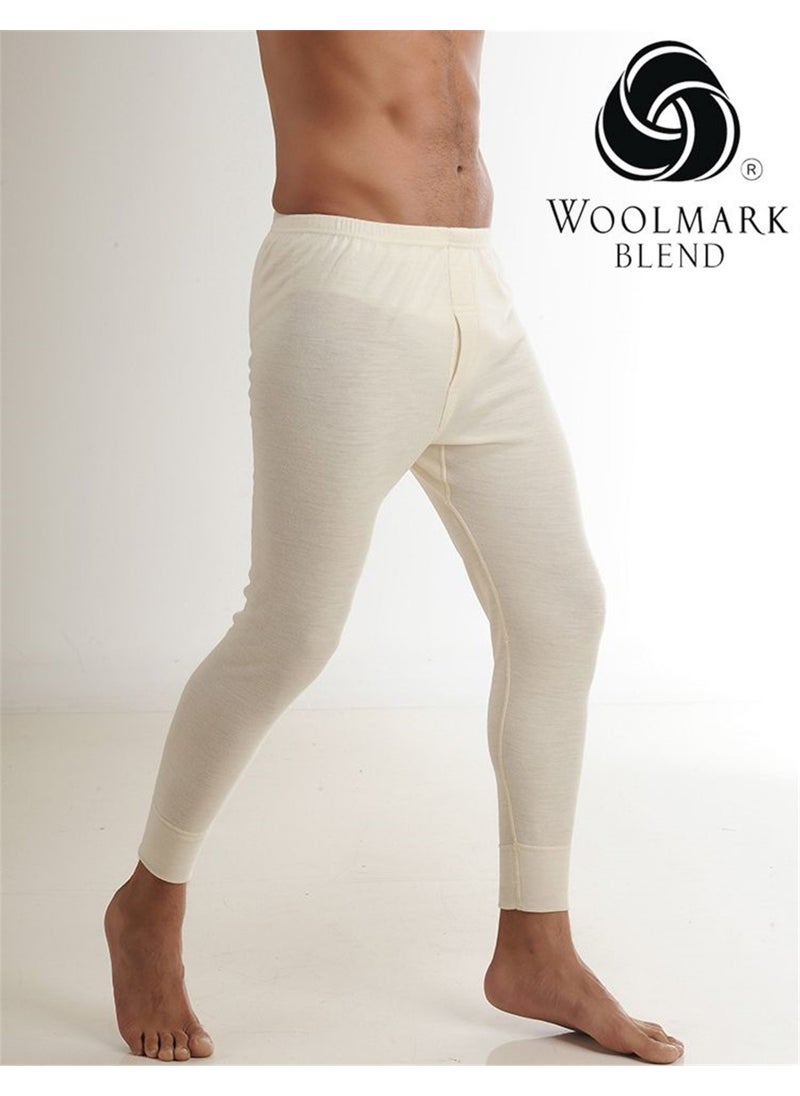 Hasyün - 100&101 Men's Short Sleeve Thermal Wool Underwear Set-Cream - Image 1