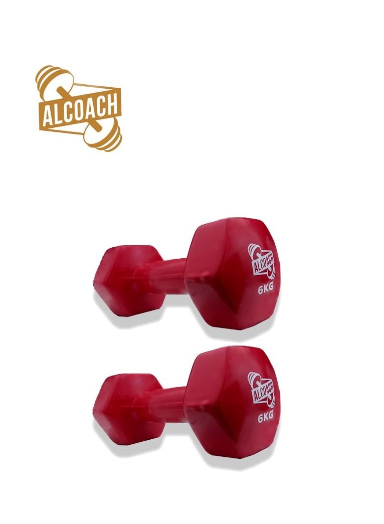 ALCOACH A pair of fitness dumbbells 2 x 6 kg - Image 2