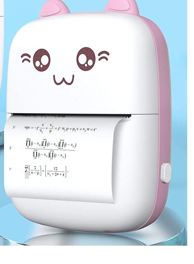Portable Mini Pocket Printer Cute Thermal Printer with Thermal Printing Paper USB Cable for Note Photo Web Document Printing,Pink - Image 5