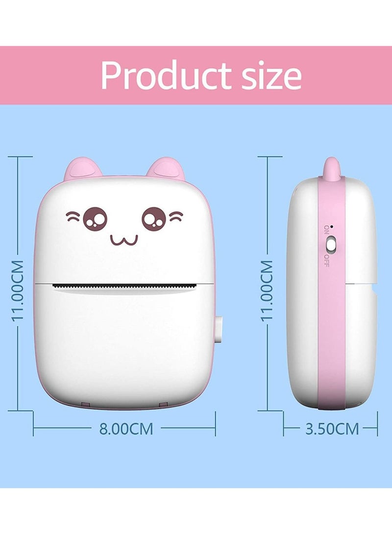 Portable Mini Pocket Printer Cute Thermal Printer with Thermal Printing Paper USB Cable for Note Photo Web Document Printing,Pink - Image 4