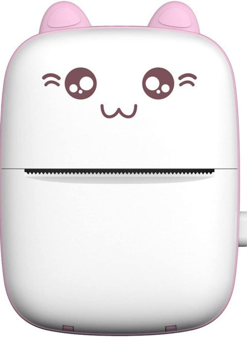 Portable Mini Pocket Printer Cute Thermal Printer with Thermal Printing Paper USB Cable for Note Photo Web Document Printing,Pink - Image 1