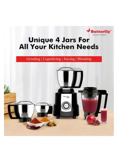 Butterfly magnum 1.2 Hp mixer grinder 4 jar, 900 Watt, black