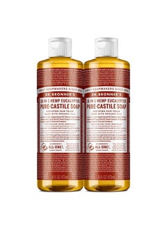 Dr. Bronner's Pure-Castile Liquid Soap (Eucalyptus, 16 ounce, 2-Pack) - Made with Organic Oils, 18-in-1 Uses: Face, Body, Hair, Laundry, Pets and Dishes, Concentrated, Vegan, Non-GMO  - Image 1
