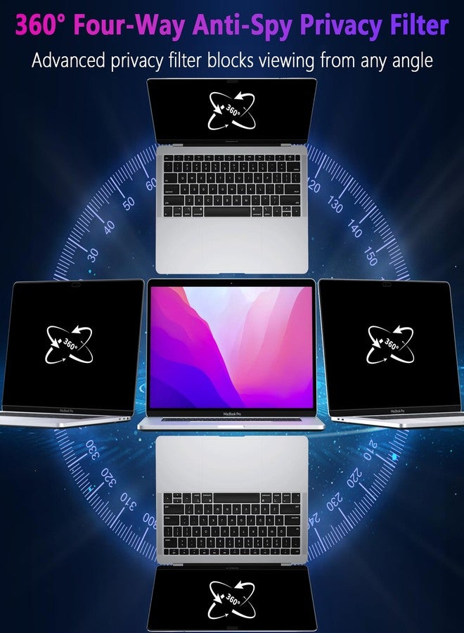 PYS 4-Way Privacy Screen for MacBook Pro 13 Inch (2016-2022, M1, M2) - 360° Anti-Spy Filter, Matte Anti-Glare Protector, Scratch-Resistant Film - Image 2