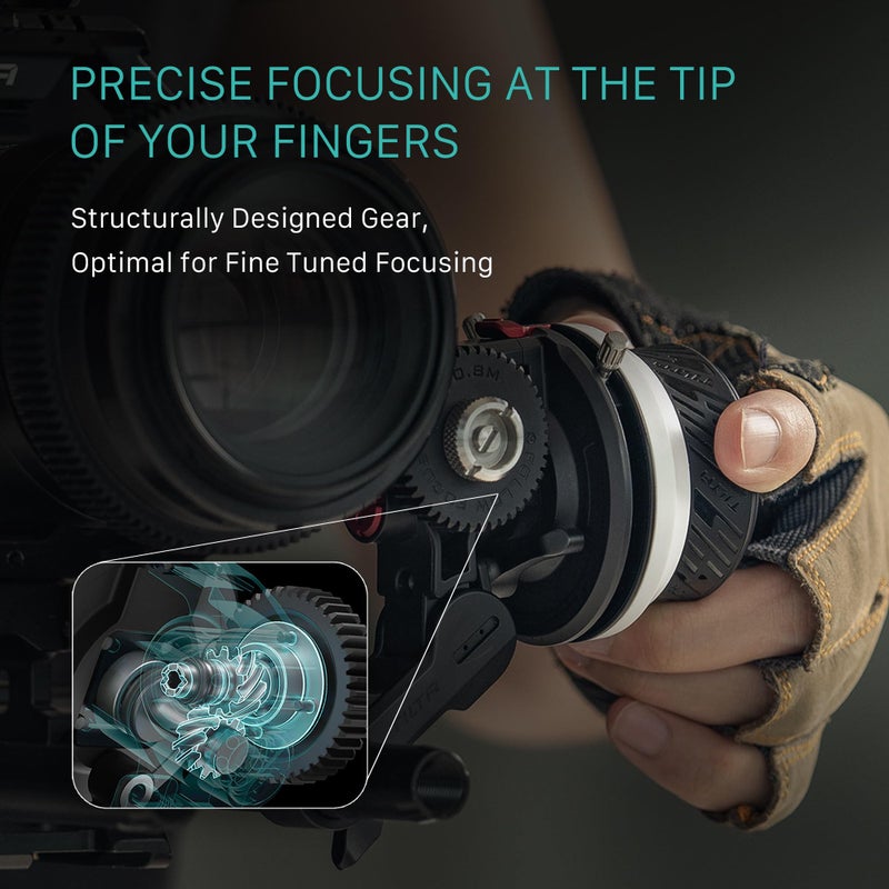 Tilta Pocket Follow Focus | Precise Focus Ring with A/B Stops | Fluid Damping System | 15mm Rod & Rod Holder | Works with Most Cameras & Lenses | Lightweight, Comfortable, and Compact Design (FF-T07) - Image 4