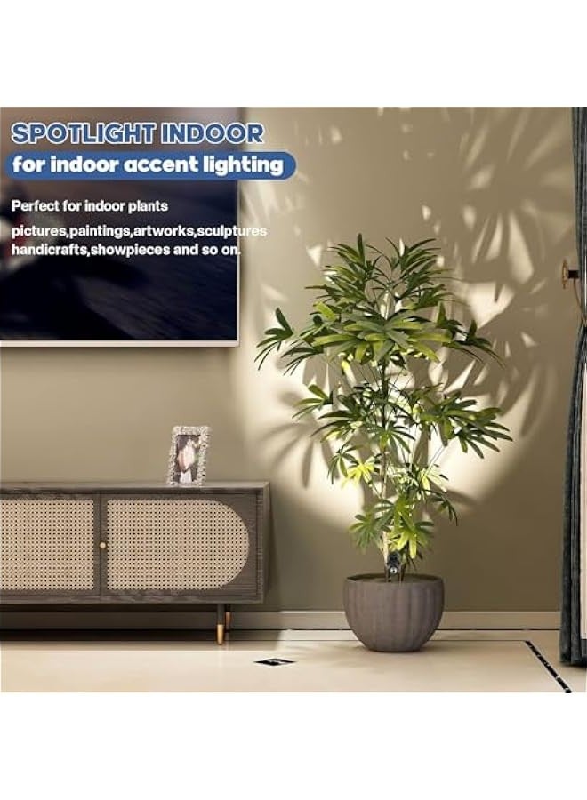 TRASSLE Indoor LED Spot Lights, 3W Uplighting with Remote Control Dimmable & Timer, Adjustable 3000K/4000K/6000K Floor Spot Lights for Plants Pictures Artwork, USB Powered - Image 2