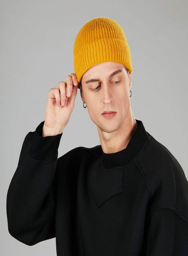 Roybens 4pcs Wool Fisherman Beanies for Men, Knit Short Watch Cap Winter Warm Hats - Image 3