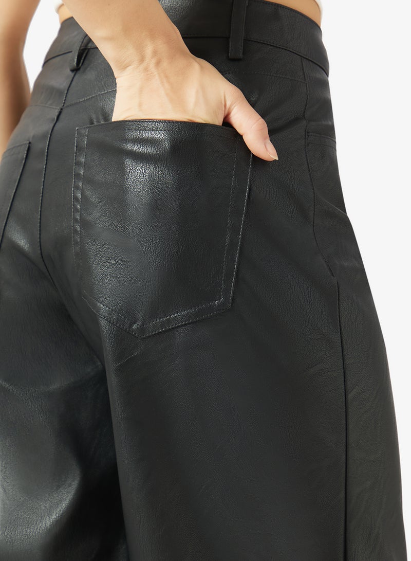TOPSHOP Coated Barrel Fit Trousers - Image 5