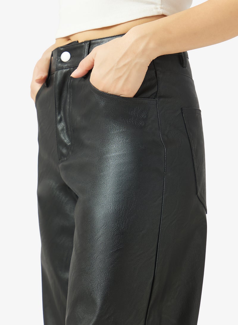 TOPSHOP Coated Barrel Fit Trousers - Image 4