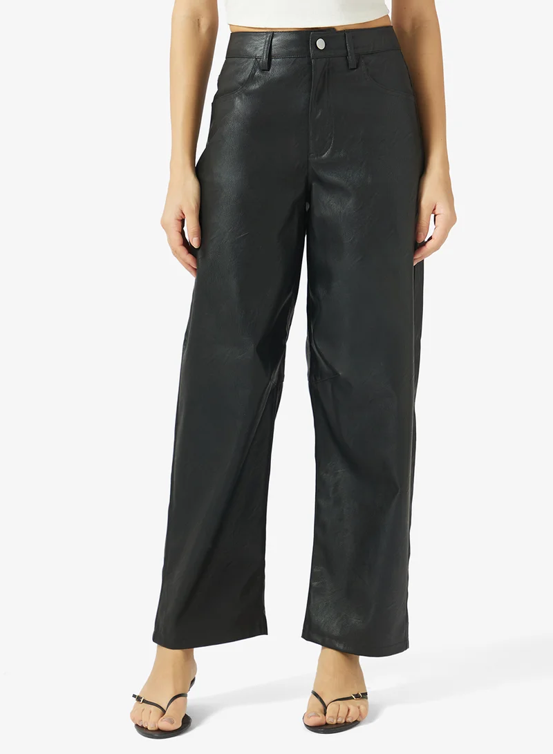 Topshop Coated Barrel Fit Trousers