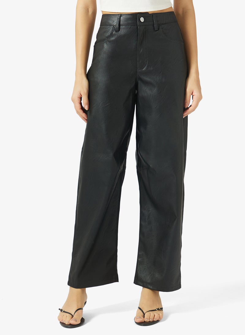 TOPSHOP Coated Barrel Fit Trousers - Image 1