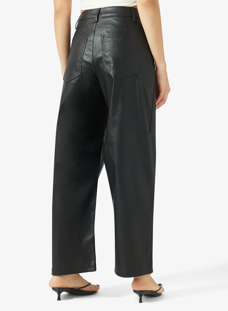 TOPSHOP Coated Barrel Fit Trousers - Image 3