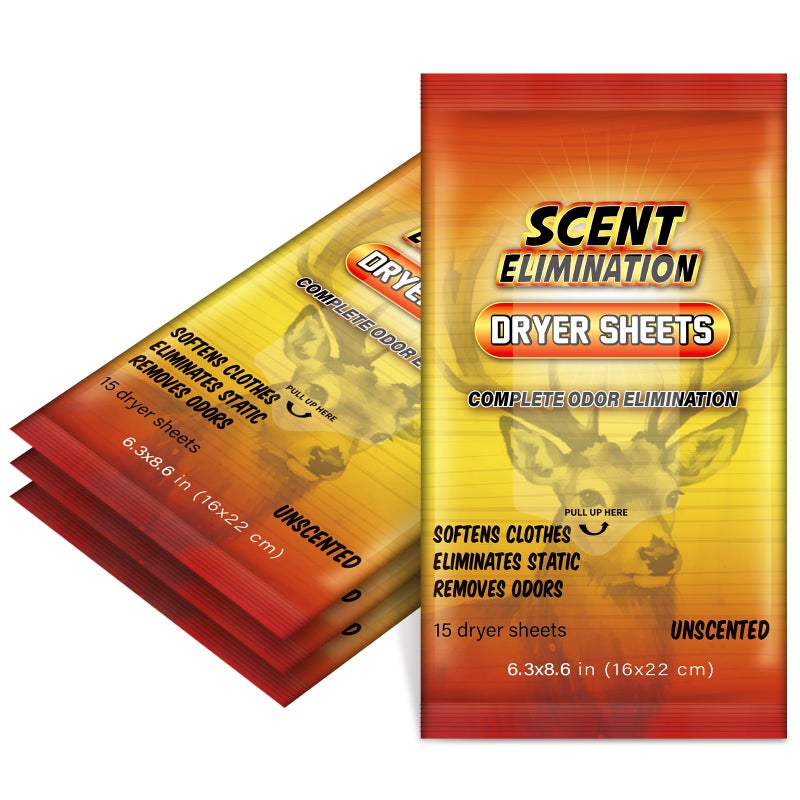 Wovnet 4 Pack 60 Pieces Scent Elimination Dryer Sheets Scent Free Dryer Sheets for Hunting Hunters Fabric Softener for Fabrics Deer Clothes Hunting Accessories - Image 1
