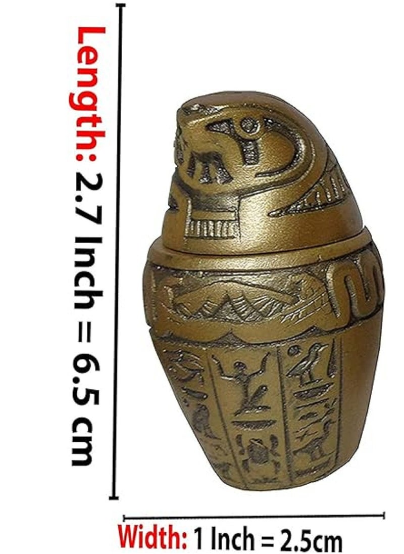 Generic Set Of 4 Jars Egyptian Ancient Canopic  Antique Hieroglyphics Decoration Handmade  - Image 4