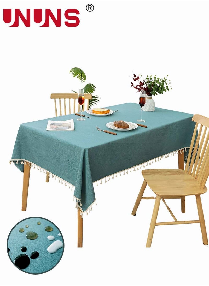 UNUNS Table Cloth,Waterproof TPU Film Tablecloth With Tassel,Oil-Proof Spill-Proof Rectangle Tablecloth,Wipeable Plastic Tablecloth Cover,140x200cm  - Image 3