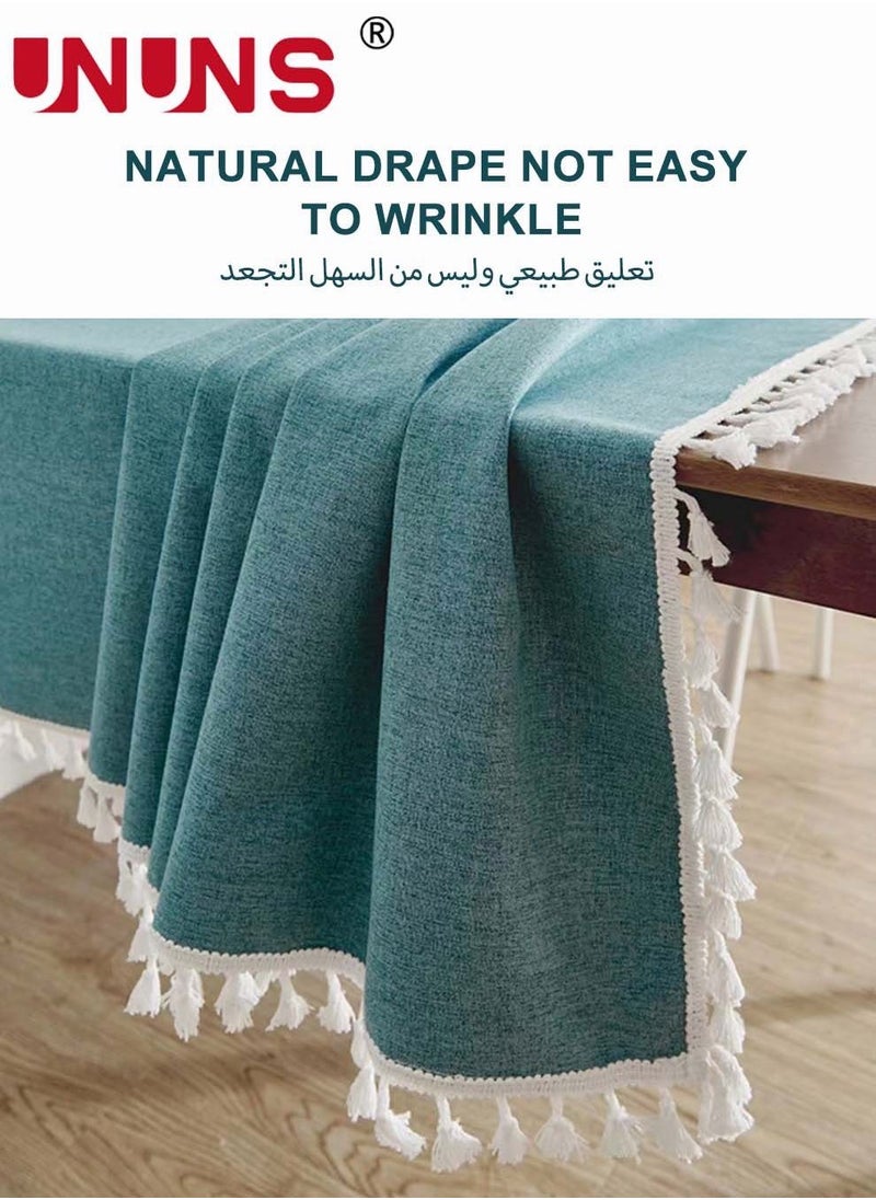UNUNS Table Cloth,Waterproof TPU Film Tablecloth With Tassel,Oil-Proof Spill-Proof Rectangle Tablecloth,Wipeable Plastic Tablecloth Cover,140x200cm  - Image 2