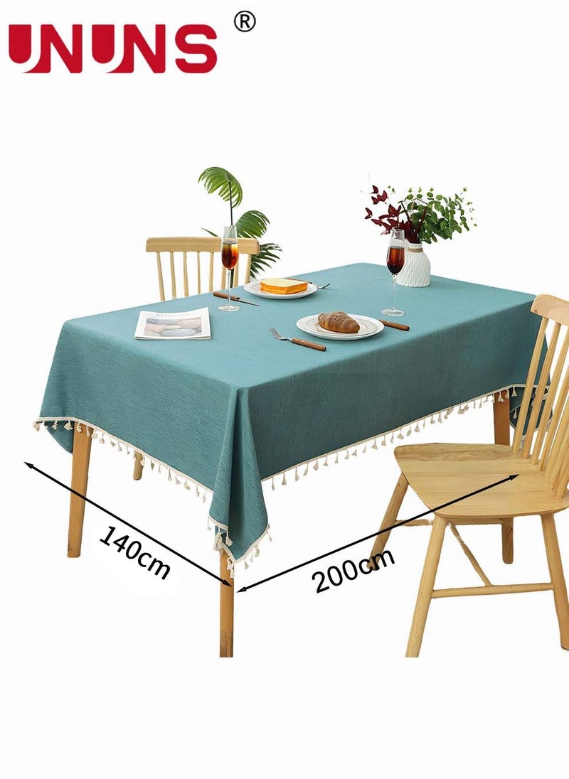 Table Cloth,Waterproof TPU Film Tablecloth With Tassel,Oil-Proof Spill-Proof Rectangle Tablecloth,Wipeable Plastic Tablecloth Cover,140x200cm