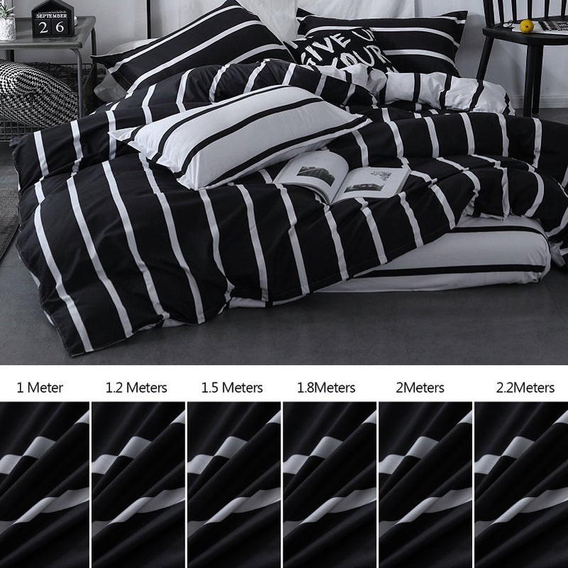 Black and White Bedspread Set Mix Color Black and White Simple Striped Bedding Set Multi-size Bedspread Four-piece Set Aloe Cotton Bedclothes Sheet Quilt Cover Pillow Cover - Image 3