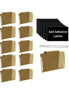 Top label Clip Label Holdersgold Bin Clips For Kitchen Pantry Organization10 Pcs Clip Holders With 60 Pcs Chalkboard Stickers  - Image 1