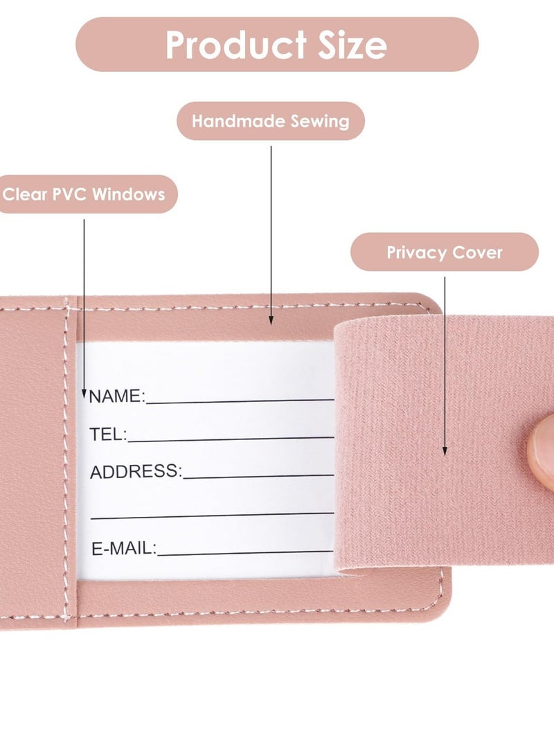 4 Pack Luggage Tags with Address Labels for Travel and Business Trips PU Suitcase Tags for Handbags and Backpacks - Image 3