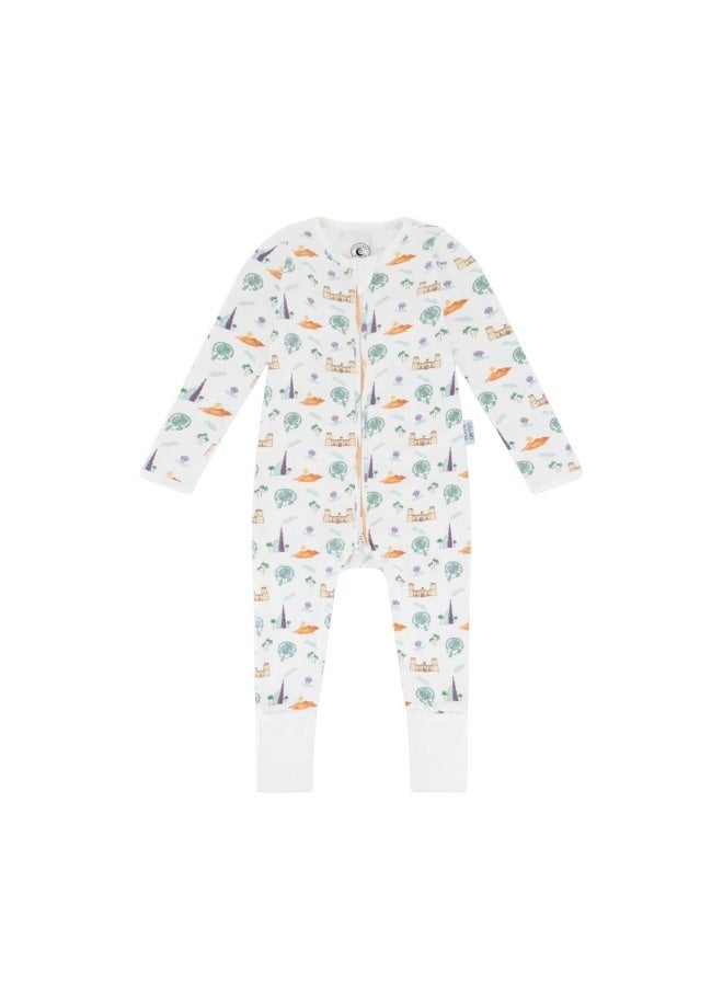 Lullaby Bloom بيبي سليب سوت رومبر عضوي 100% معتمد من القطن العضوي الفاخر للأطفال من جميع الأنواع - الإمارات 6-9 أشهر - Image 2