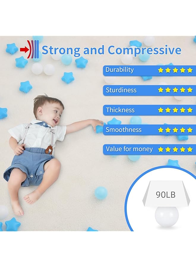 إكسفور 100 قطعة من كرات الحفرة على شكل نجمة وكرة للأطفال خالية من مادة BPA ومقاومة للكسر من البلاستيك بألوان الماكرون مثالية لحفلات أعياد الميلاد وحمامات السباحة والخيام تتضمن حقيبة تخزين من البولي فينيل كلوريد/الشبك - Image 5