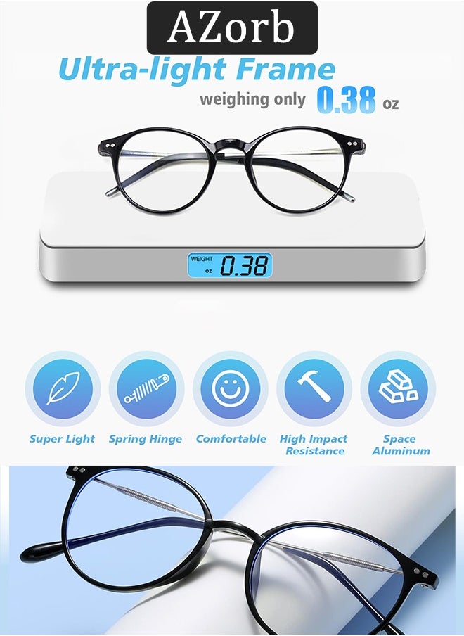 AZorb Blue Light Glasses for Women Men Round Lightweight Eyeglasses Oval Eyewear Glasses Anti Blue Light Blocking Eye Glasses for Reading Gaming Computer Anti Radiation UV Ladies Eyeglass Clear  - Image 3