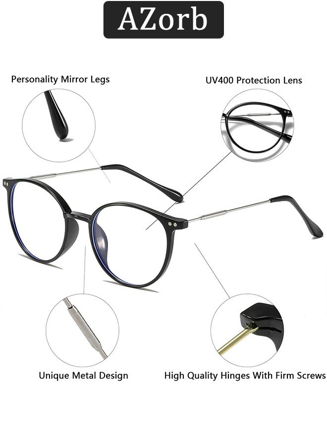 AZorb Blue Light Glasses for Women Men Round Lightweight Eyeglasses Oval Eyewear Glasses Anti Blue Light Blocking Eye Glasses for Reading Gaming Computer Anti Radiation UV Ladies Eyeglass Clear  - Image 4