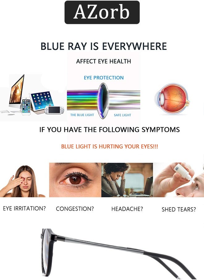 AZorb Blue Light Glasses for Women Men Round Lightweight Eyeglasses Oval Eyewear Glasses Anti Blue Light Blocking Eye Glasses for Reading Gaming Computer Anti Radiation UV Ladies Eyeglass Clear  - Image 5