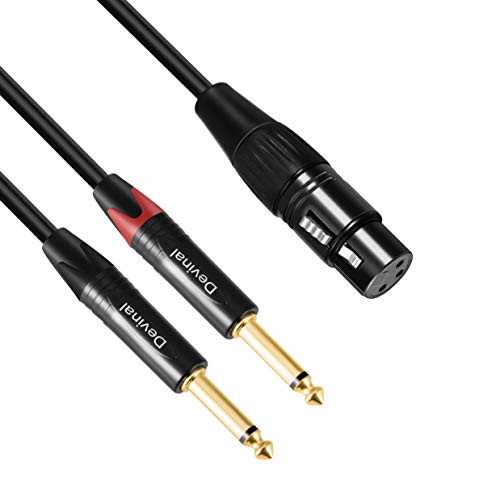 Devinal Female XLR to Dual 1/4" inch Y Cable, XLR Female to Double Quarter inch 6.35mm Mono TS Splitter Plug Mic Microphone Audio Converter Adapter 10 Feet 3m - Image 1